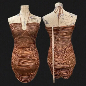 NWOT House‎ of CB London Sexy Letitia Cocoa Swirl Mini Dress Size Medium